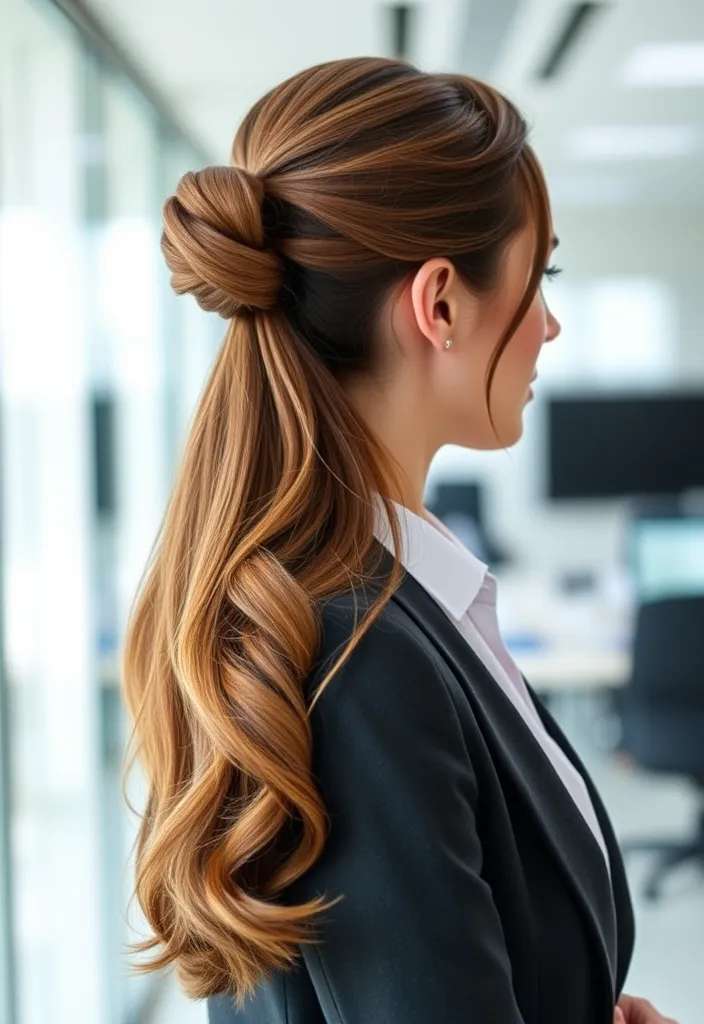 21 Half Up Half Down Hairstyles You'll Want to Try Right Now! (Number 8 Is a Game Changer!) - 14. Half Up Half Down Classic Ponytail