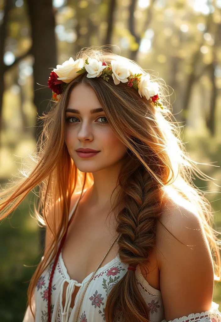21 Half Up Half Down Hairstyles You'll Want to Try Right Now! (Number 8 Is a Game Changer!) - 6. Boho Style with Loose Braid