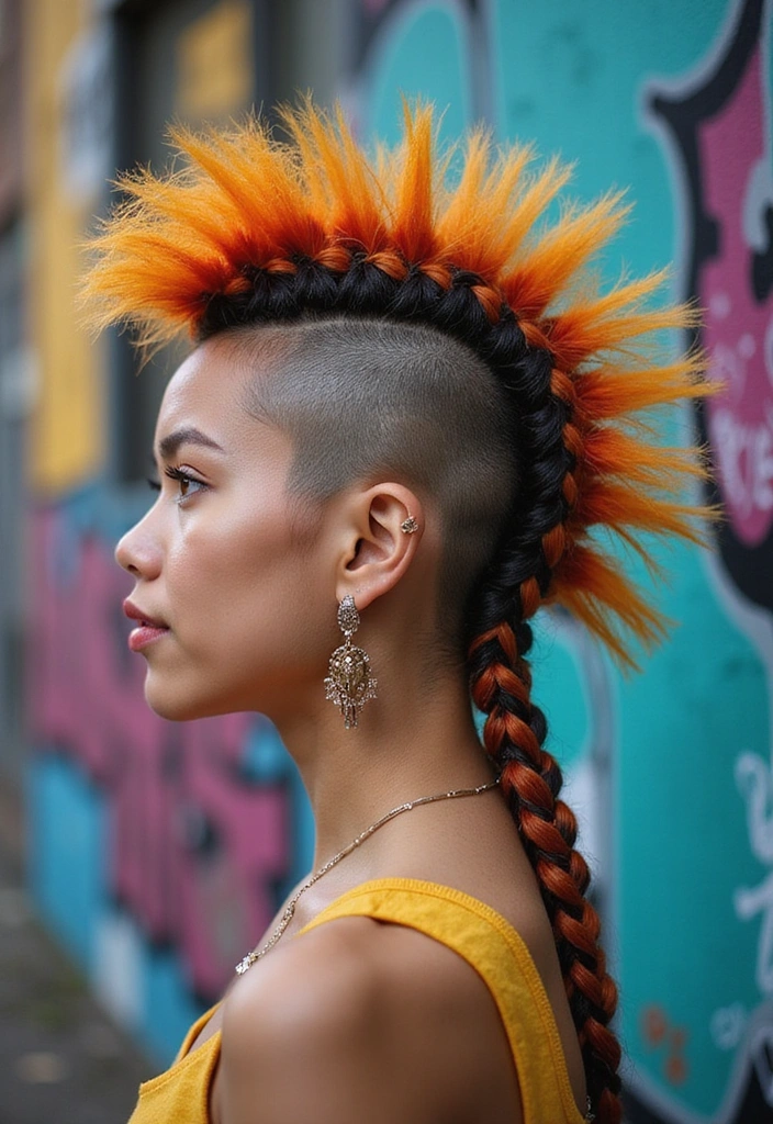 21 Daring Funky Hairstyles That Will Make You Feel Like a Rockstar (You’ll Love #15!) - 3. Funky Mohawk with Braids