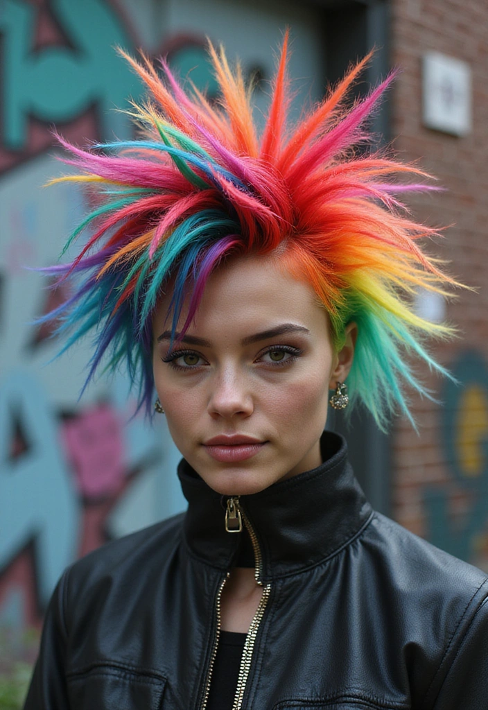 21 Daring Funky Hairstyles That Will Make You Feel Like a Rockstar (You’ll Love #15!) - 16. Multi-Colored Spiked Hair