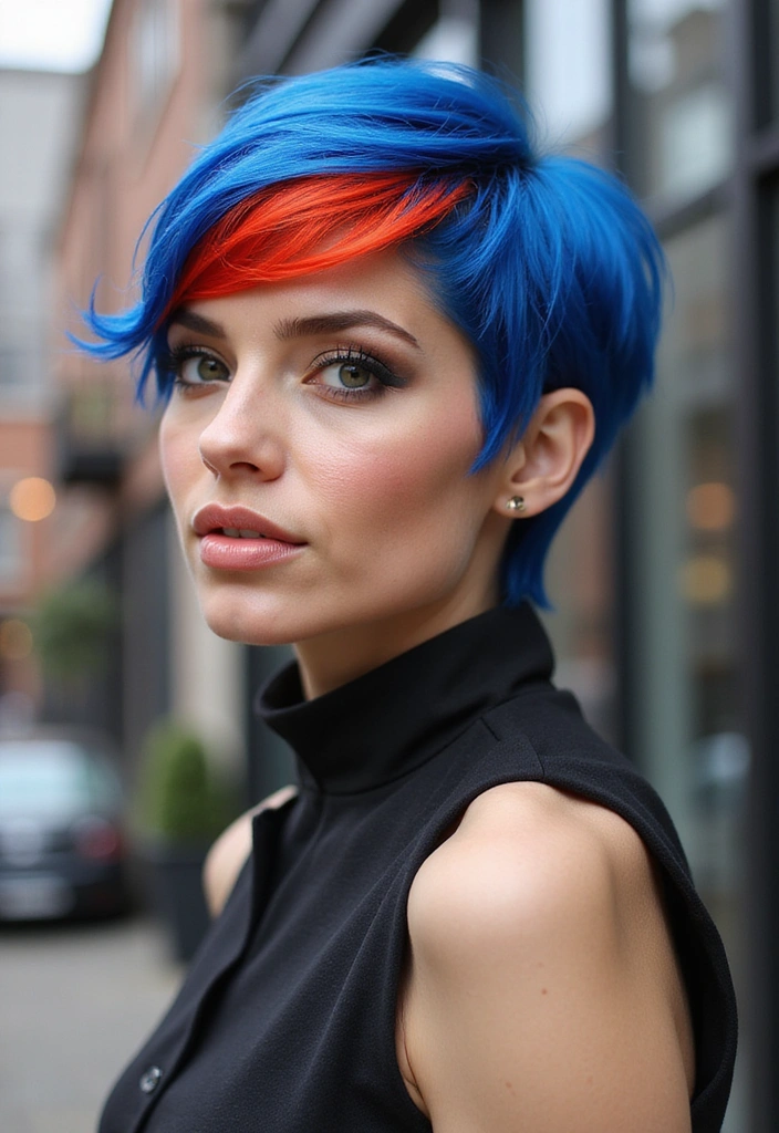 21 Daring Funky Hairstyles That Will Make You Feel Like a Rockstar (You’ll Love #15!) - 4. Color-Blocked Pixie Cut