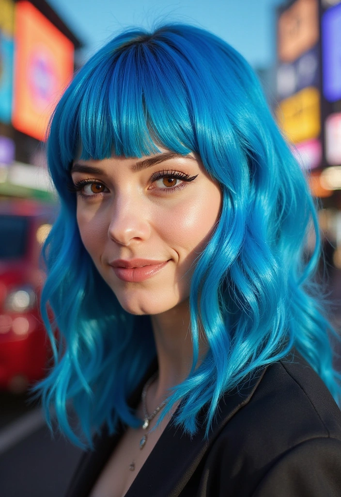 21 Daring Funky Hairstyles That Will Make You Feel Like a Rockstar (You’ll Love #15!) - 12. Vibrant Swooping Bangs