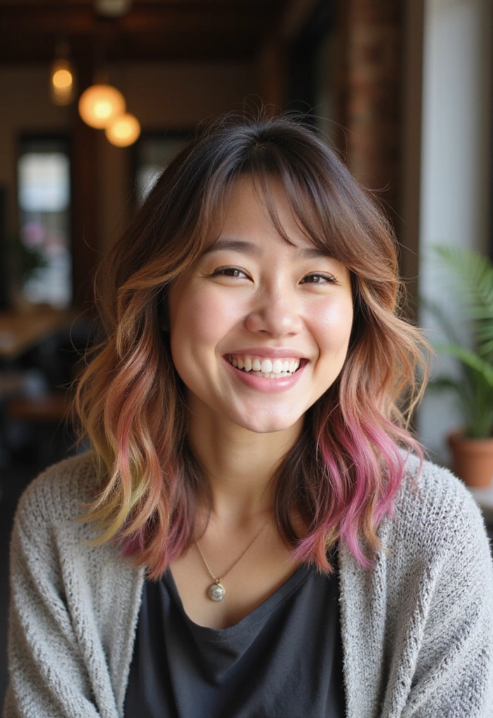 21 Daring Funky Hairstyles That Will Make You Feel Like a Rockstar (You’ll Love #15!) - 14. Layered Shag with Colorful Ends
