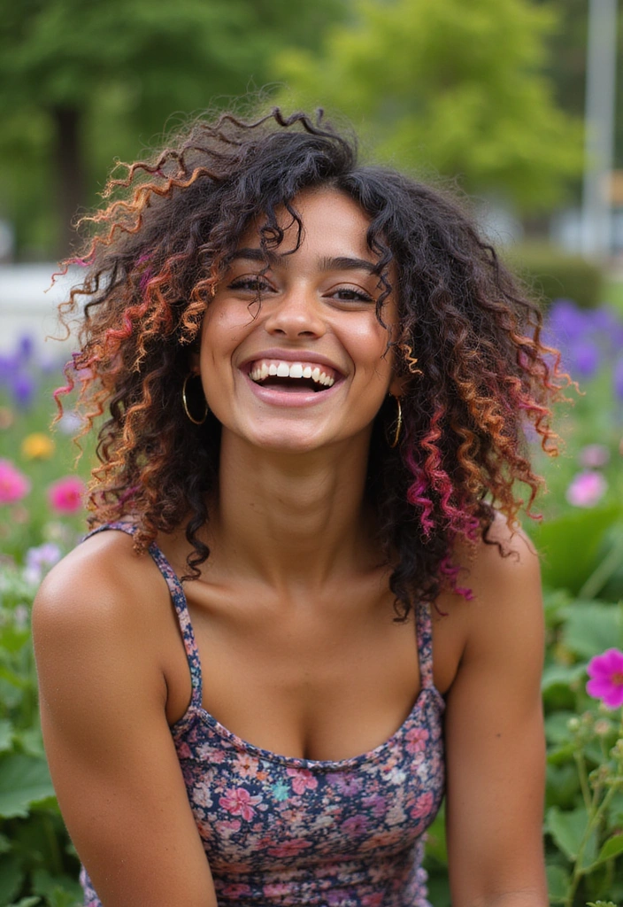21 Daring Funky Hairstyles That Will Make You Feel Like a Rockstar (You’ll Love #15!) - 21. Wild and Free Curls with Colorful Tips