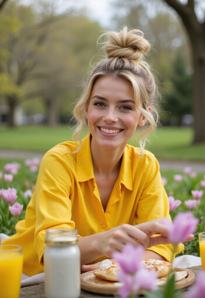 20 Cute Spring Hairstyles That Will Brighten Your Day Instantly! - 18. Playful Top Knot