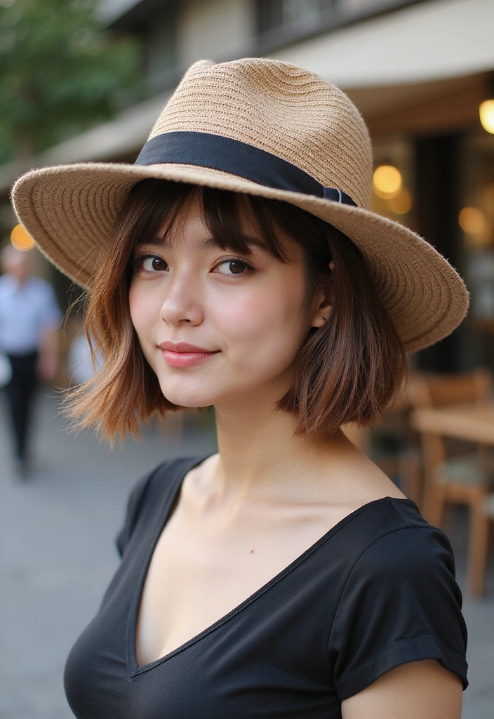 20 Stunning Bob Hairstyles That'll Make You Book an Appointment Today! - 18. Bob with a Hat